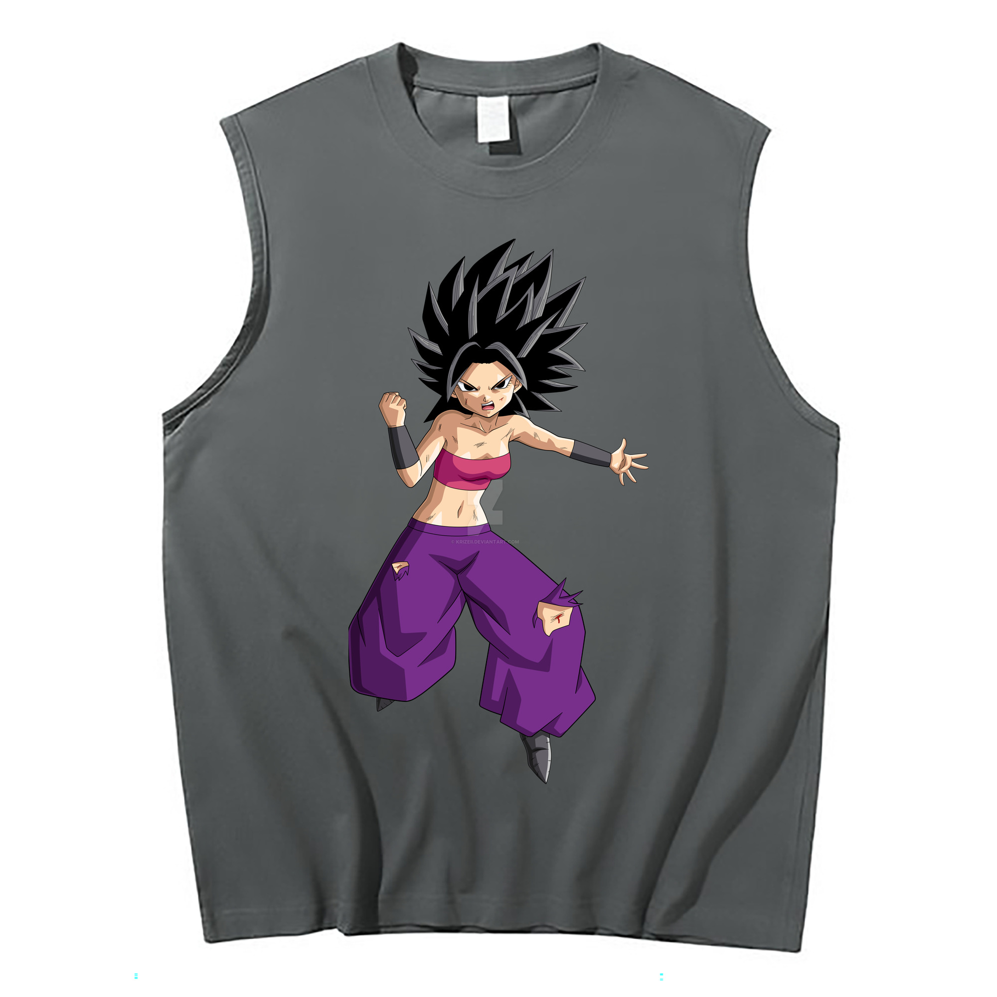 （画像用） ドラゴンボール カリフラ DRAGON BALL Caulifla コットン100％タンクトップ（フロントプリント）